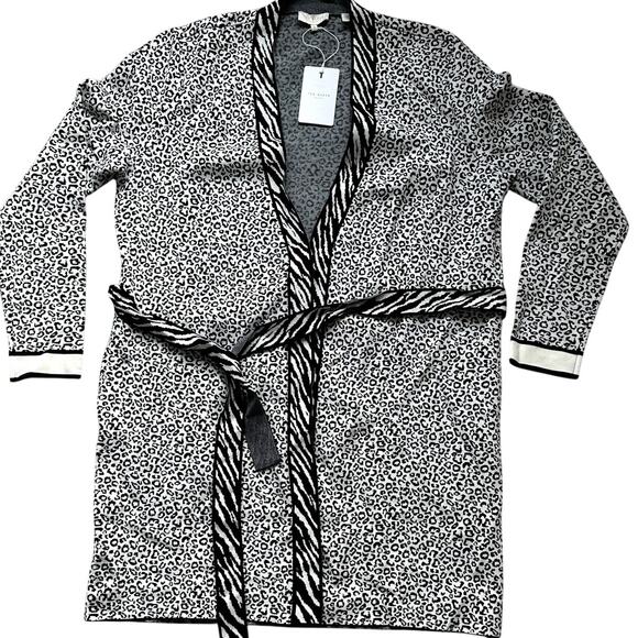 NWT Ted Baker Lyyinda Jacquard Zebra Print Cardigan Belted Pockets Size 12 (5) - Picture 1 of 11